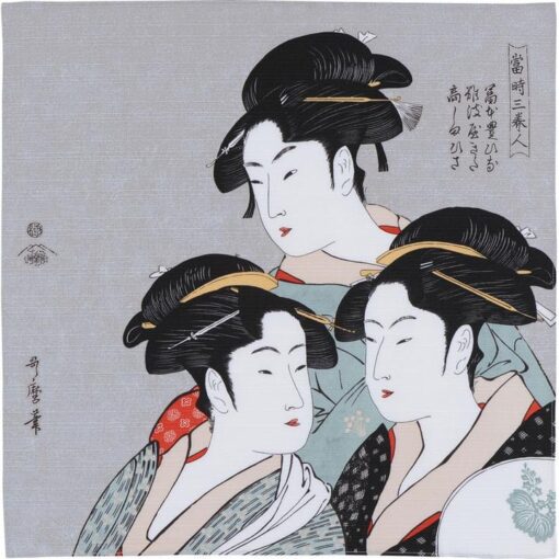 Furoshiki Ukiyo-e Utamaro "Tre bellezze dell'epoca moderna" 48cm