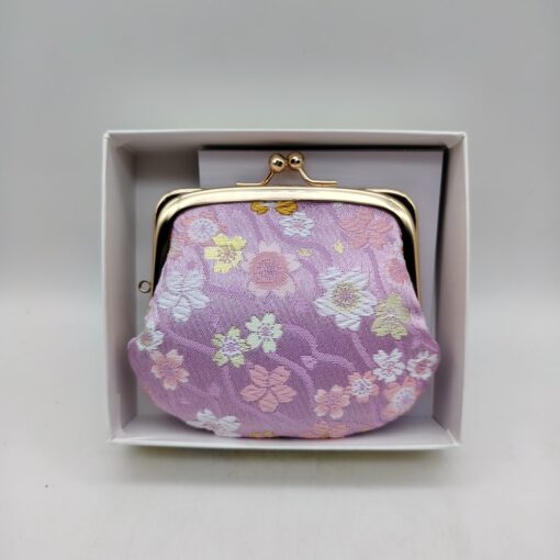 Portamonete artigianale da Kyoto M - Rosa con fiori di ciliegio