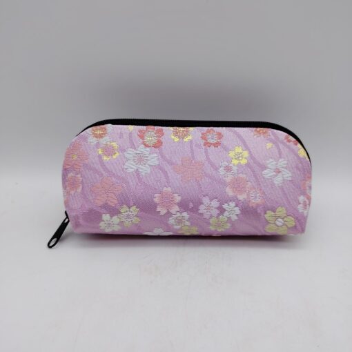 Portaocchiali con zip artigianale da Kyoto - Rosa con fiori di ciliegio