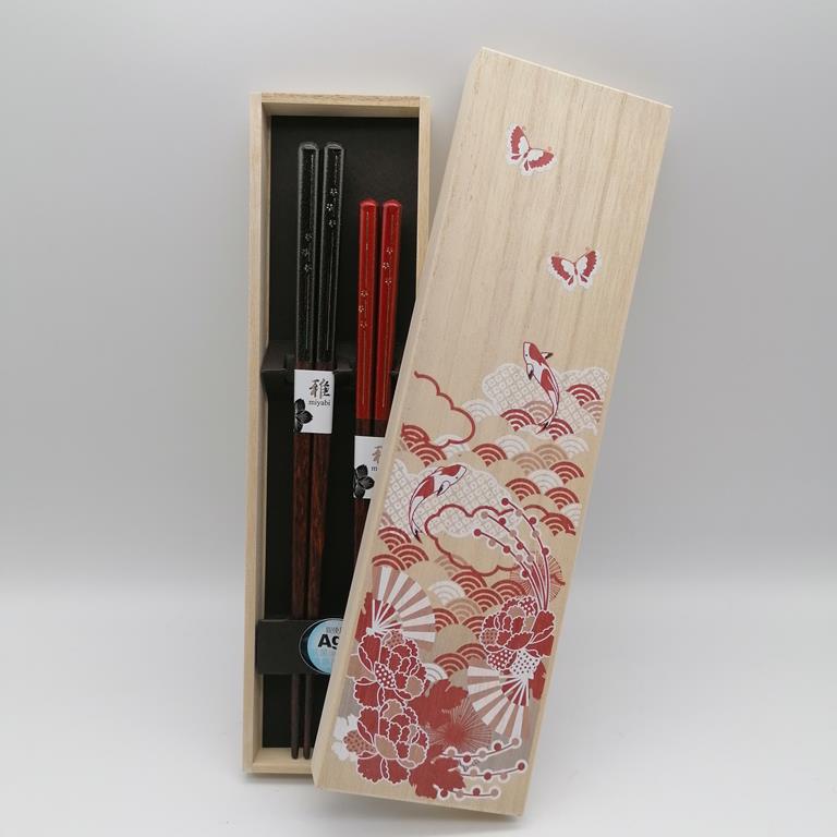 Coppia di bacchette Flower con scatola in legno - immagine 4