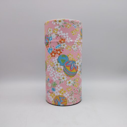 Porta tè in carta washi L - rosa con fiori e temari