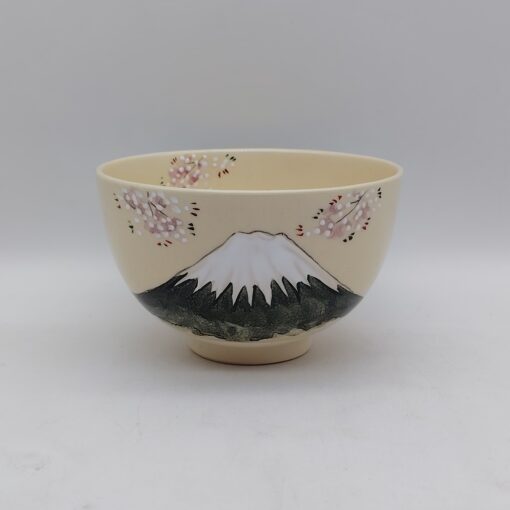 Chawan in ceramica Kyoyaki "Monte Fuji e Sakura"