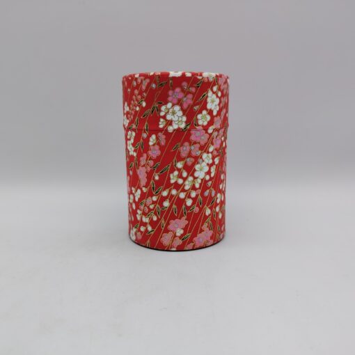 Porta tè in carta washi M - rosso con fiori di pruno