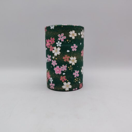 Porta tè in carta washi M - verde scuro con sakura