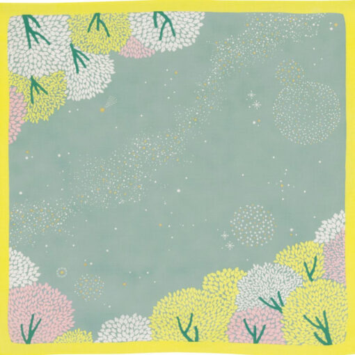 Furoshiki Hime Musubi - Notte di sakura, in cotone organico giallo | 70cm