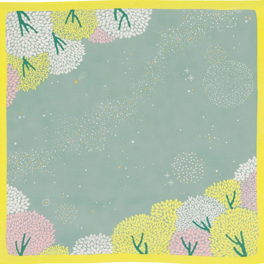 Furoshiki Hime Musubi - Notte di sakura, in cotone organico giallo | 70cm